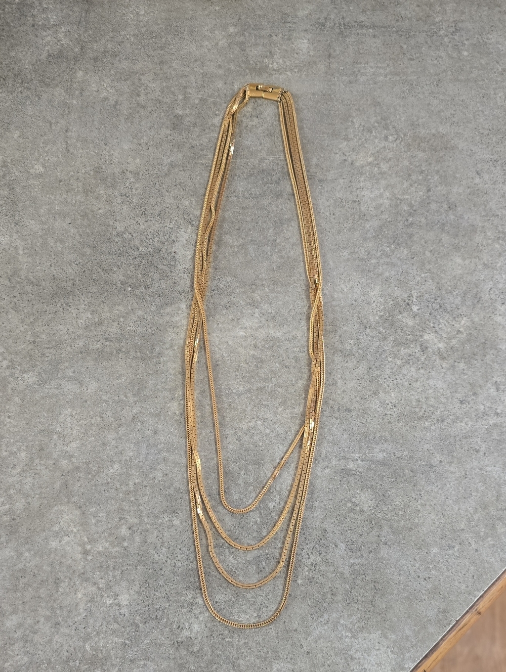 Vintage Monet Multi-Strand Gold Tone Layered Necklace - Women's Jewelry 15"